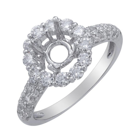 0.94 Ctw Diamond 18k White Gold Round Shape Wedding Engagement Ring