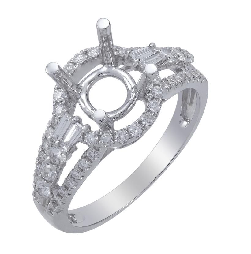 0.55 Ctw Diamond 18k White Gold Round Shape Wedding Engagement Ring