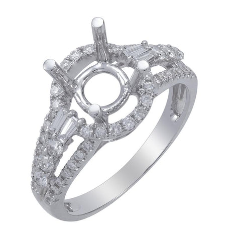0.55 Ctw Diamond 18k White Gold Round Shape Wedding Engagement Ring