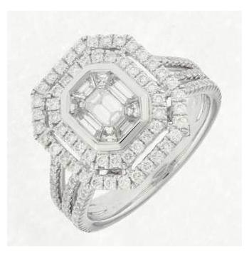 1.13 Ctw Diamond 18k White Gold Round Multi Shape Womens Diamond Ring