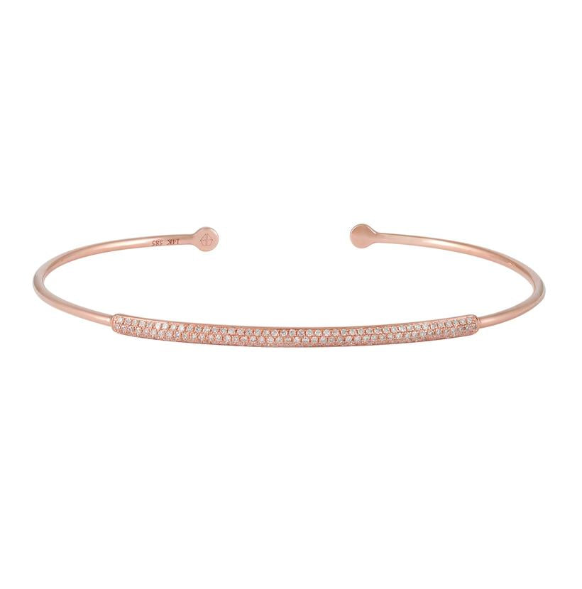 0.31 Ctw Diamond 14k Rose Gold Round Shape Womens Diamond Bangle Bracelet