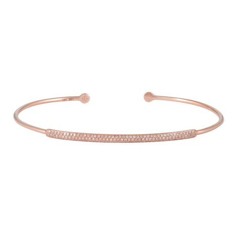 0.31 Ctw Diamond 14k Rose Gold Round Shape Womens Diamond Bangle Bracelet