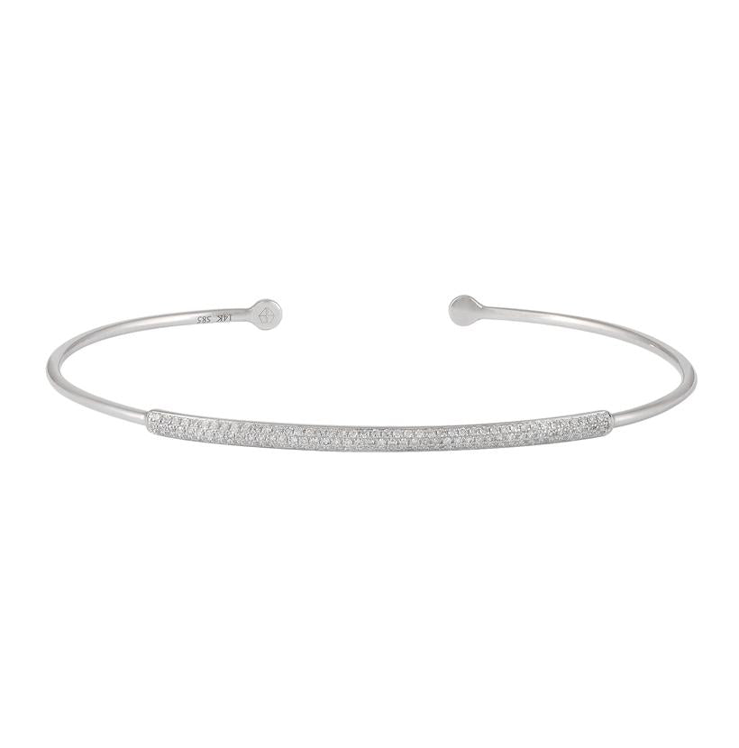 0.31 Ctw Diamond 14k White Gold Round Shape Womens Diamond Bangle Bracelet