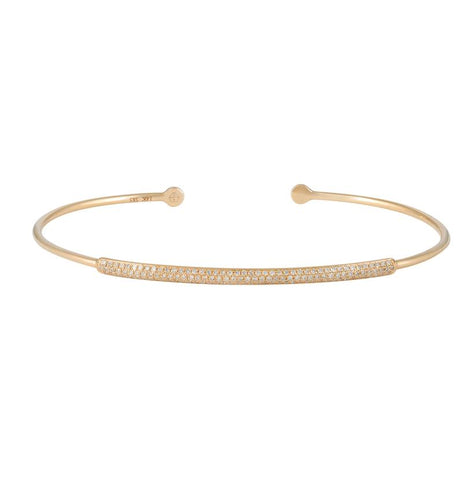 0.29 Ctw Diamond 14k Yellow Gold Round Shape Womens Diamond Bangle Bracelet