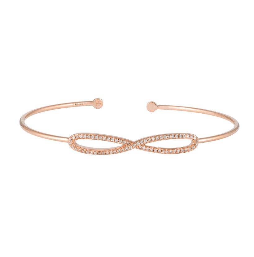 0.21 Ctw Diamond 14k Rose Gold Round Shape Womens Diamond Bangle Bracelet