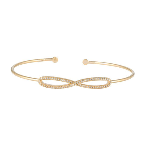 0.22 Ctw Diamond 14k Yellow Gold Round Shape Womens Diamond Bangle Bracelet