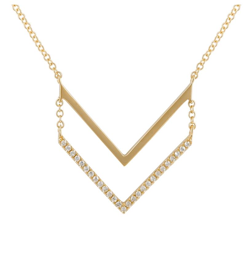 0.09 Ctw Diamond 14k Yellow Gold Round Shape Womens Diamond Necklace