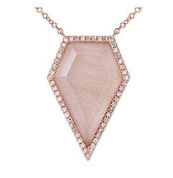 0.17 Ctw Diamond 14k Rose Gold Aventurine Round Shape Womens Gemstone Necklace