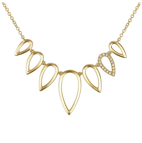 0.05 Ctw Diamond 14k Yellow Gold Round Shape Womens Diamond Necklace