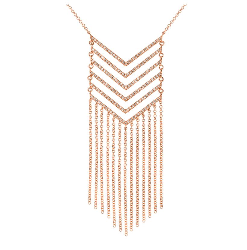 0.52 Ctw Diamond 14k Rose Gold Round Shape Womens Diamond Necklace