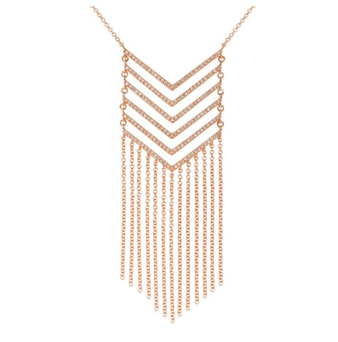 0.52 Ctw Diamond 14k Rose Gold Round Shape Womens Diamond Necklace