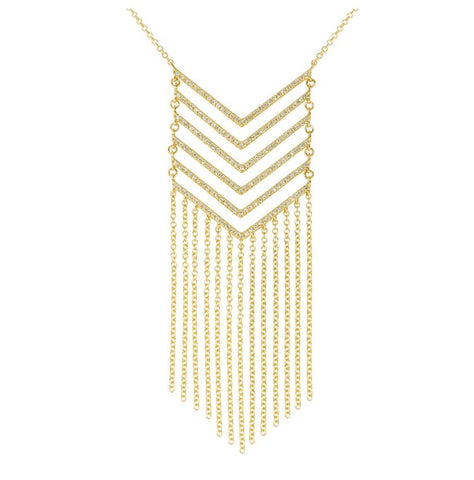 0.53 Ctw Diamond 14k Yellow Gold Round Shape Womens Diamond Necklace