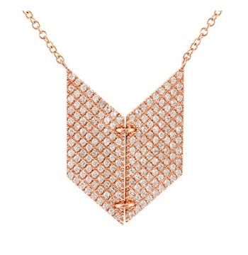 0.54 Ctw Diamond 14k Rose Gold Round Shape Womens Diamond Necklace