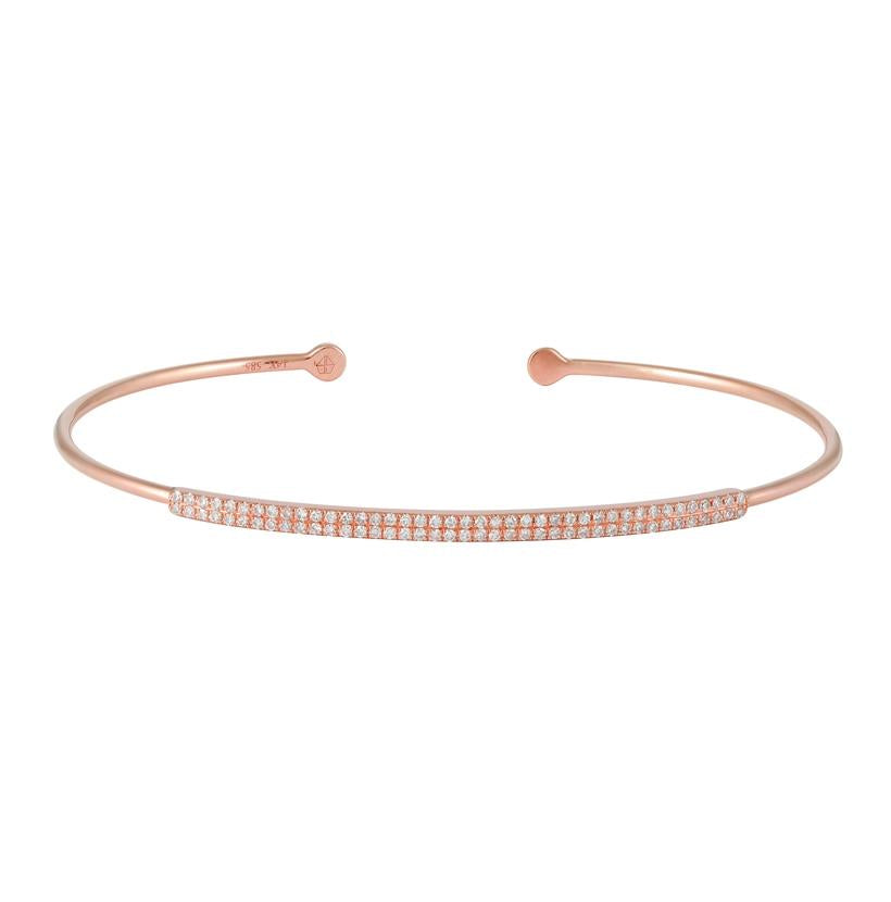 0.27 Ctw Diamond 14k Rose Gold Round Shape Womens Diamond Bangle Bracelet