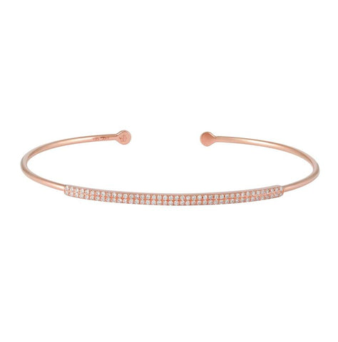 0.27 Ctw Diamond 14k Rose Gold Round Shape Womens Diamond Bangle Bracelet