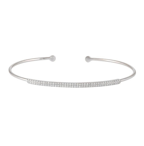 0.26 Ctw Diamond 14k White Gold Round Shape Womens Diamond Bangle Bracelet