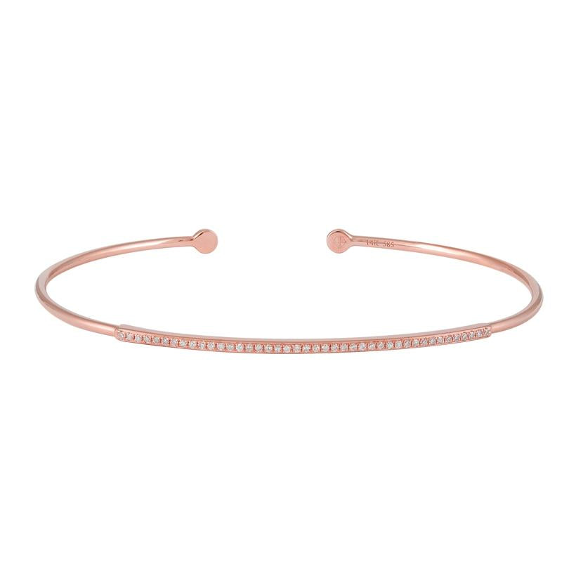 0.15 Ctw Diamond 14k Rose Gold Round Shape Womens Diamond Bangle Bracelet