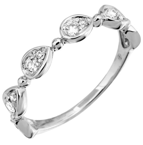0.19 Ctw Diamond 14k White Gold Round Shape Womens Diamond Ring