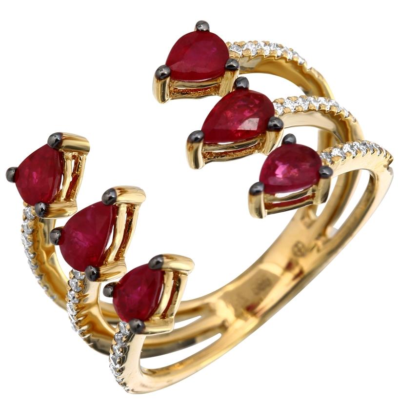0.19 Ctw Diamond 14k Yellow Gold Ruby Round Shape Womens Gemstone Ring