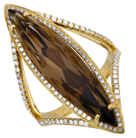 0.48 Ctw Diamond 14k Yellow Gold Topaz Round Shape Womens Gemstone Ring