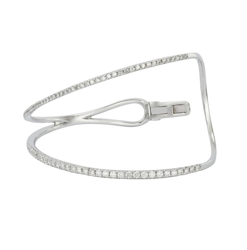 1.55 Ctw Diamond 14k White Gold Round Shape Womens Diamond Bracelet