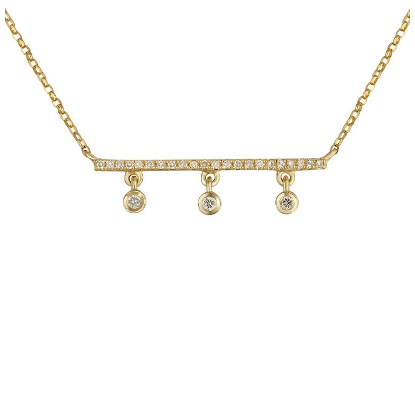 0.08 Ctw Diamond 14k Yellow Gold Round Shape Womens Diamond Necklace