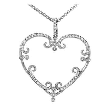 0.16 Ctw Diamond 14k White Gold Round Shape Womens Diamond Necklace Pendant With 16 Inch Chain