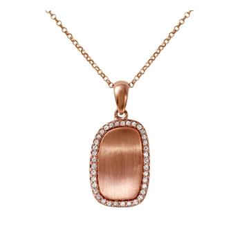 0.1 Ctw Diamond 14k Rose Gold Round Shape Womens Diamond Necklace Pendant With 16 Inch Chain