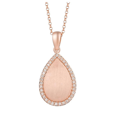 0.09 Ctw Diamond 14k Rose Gold Round Shape Womens Diamond Necklace Pendant With 16 Inch Chain