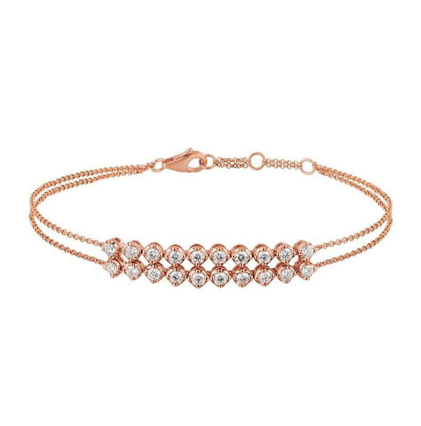 1.09 Ctw Diamond 14k Rose Gold Round Shape Womens Diamond Bracelet