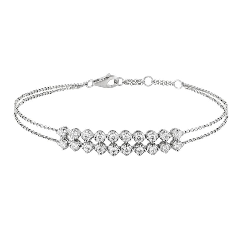 1.09 Ctw Diamond 14k White Gold Round Shape Womens Diamond Bracelet