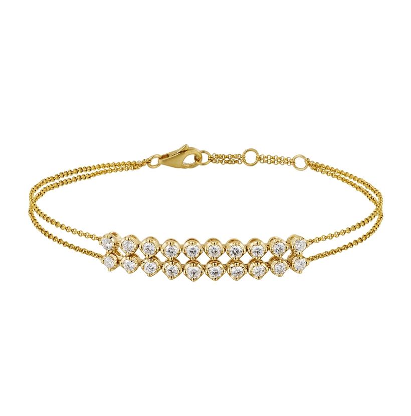 1.09 Ctw Diamond 14k Yellow Gold Round Shape Womens Diamond Bracelet