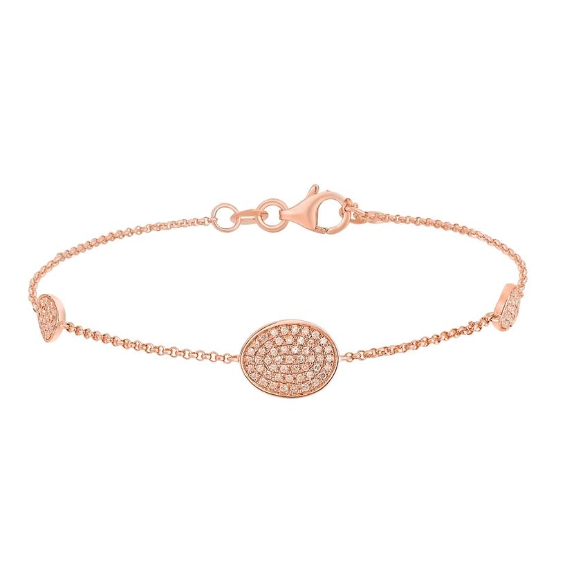 0.2 Ctw Diamond 14k Rose Gold Round Shape Womens Diamond Bracelet