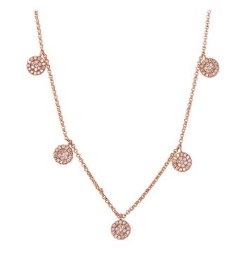 0.24 Ctw Diamond 14k Rose Gold Round Shape Womens Diamond Necklace