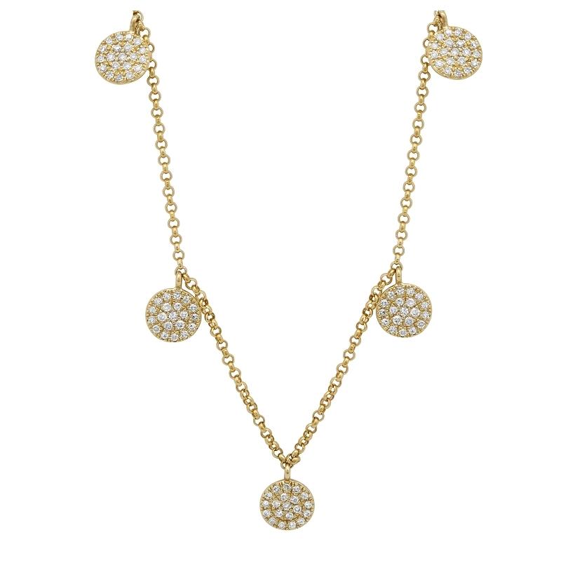 0.24 Ctw Diamond 14k Yellow Gold Round Shape Womens Diamond Necklace