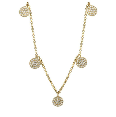 0.24 Ctw Diamond 14k Yellow Gold Round Shape Womens Diamond Necklace