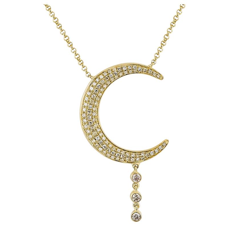 0.29 Ctw Diamond 14k Yellow Gold Round Shape Womens Diamond Necklace