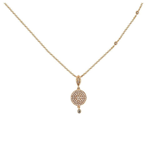 0.22 Ctw Diamond 14k Rose Gold Round Shape Womens Diamond Necklace Pendant With 16 Inch Chain