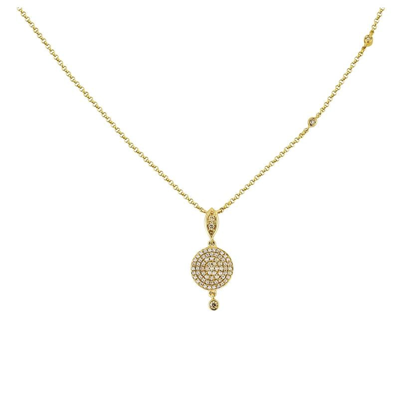 0.22 Ctw Diamond 14k Yellow Gold Round Shape Womens Diamond Necklace Pendant With 16 Inch Chain