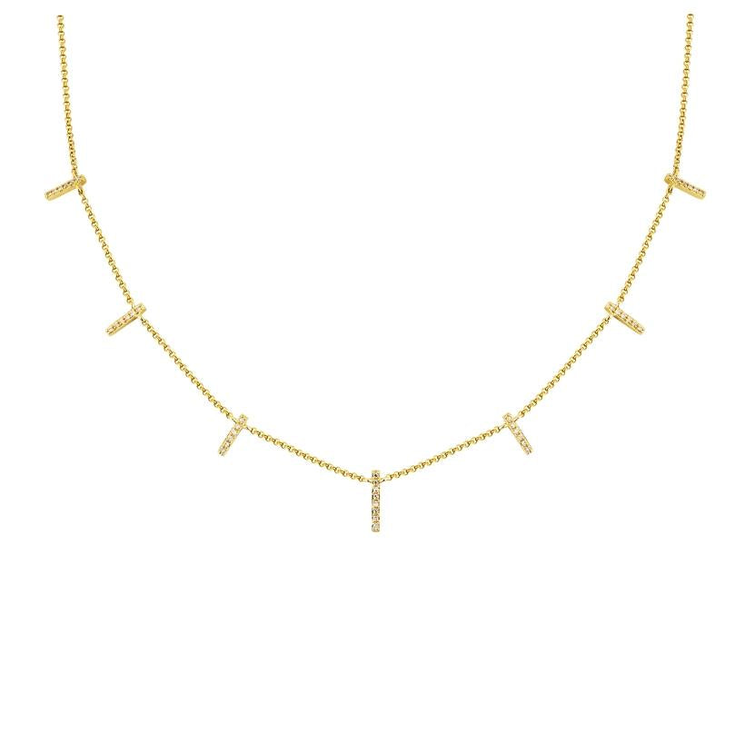 0.11 Ctw Diamond 14k Yellow Gold Round Shape Womens Diamond Necklace