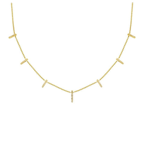 0.11 Ctw Diamond 14k Yellow Gold Round Shape Womens Diamond Necklace