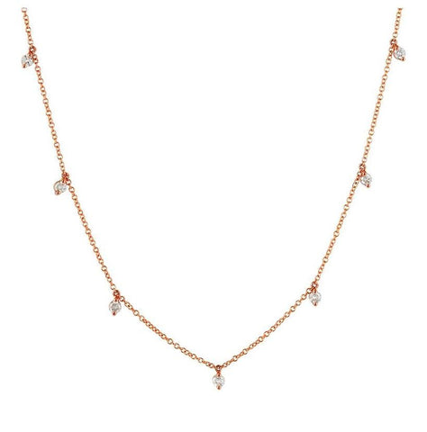 0.36 Ctw Diamond 14k Rose Gold Round Shape Womens Diamond Necklace