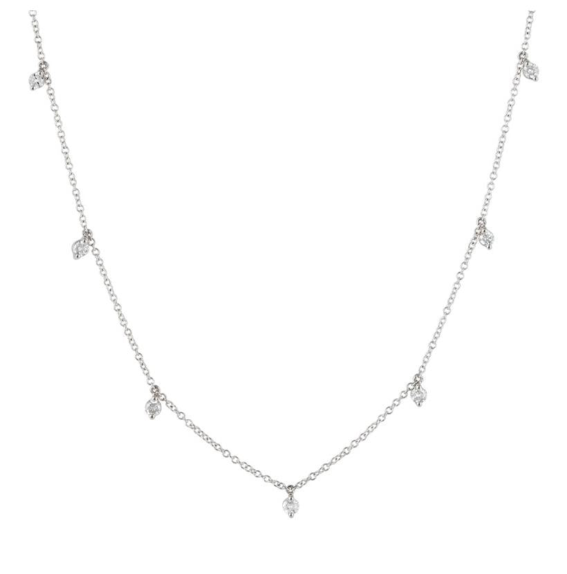 0.36 Ctw Diamond 14k White Gold Round Shape Womens Diamond Necklace