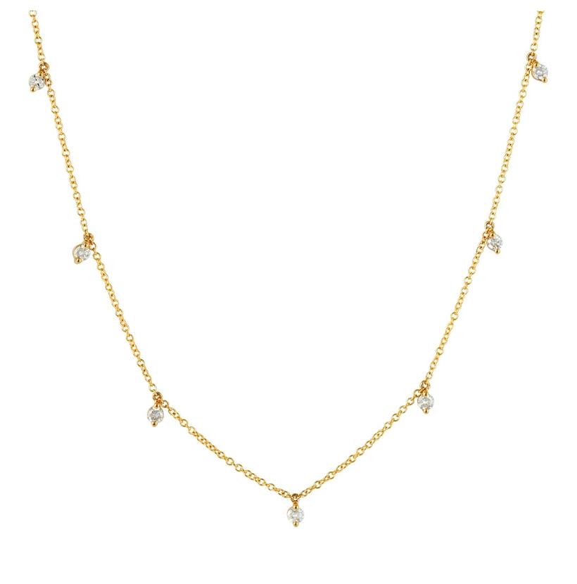 0.35 Ctw Diamond 14k Yellow Gold Round Shape Womens Diamond Necklace