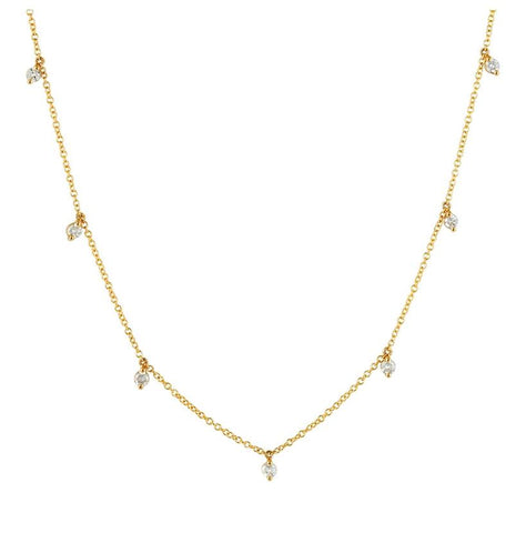 0.35 Ctw Diamond 14k Yellow Gold Round Shape Womens Diamond Necklace