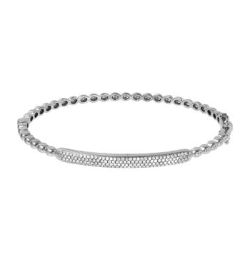 0.41 Ctw Diamond 14k White Gold Round Shape Womens Diamond Bangle Bracelet