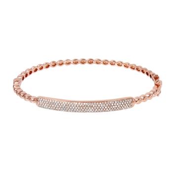 0.55 Ctw Diamond 14k Rose Gold Round Shape Womens Diamond Bangle Bracelet