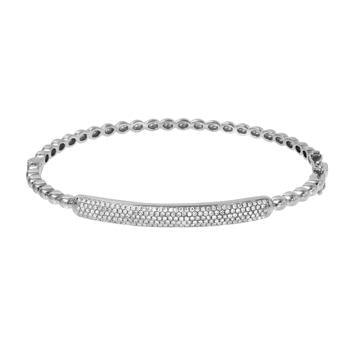 0.54 Ctw Diamond 14k White Gold Round Shape Womens Diamond Bangle Bracelet