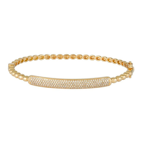 0.56 Ctw Diamond 14k Yellow Gold Round Shape Womens Diamond Bangle Bracelet