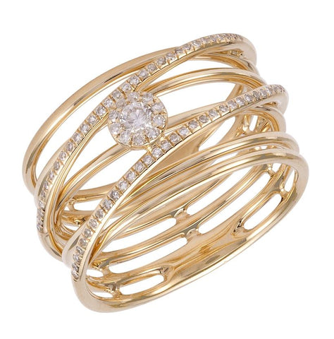 0.23 Ctw Diamond 14k Yellow Gold Round Shape Womens Diamond Ring